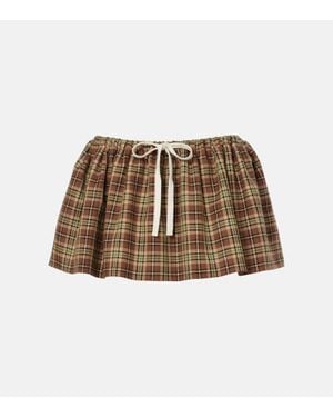 Miu Miu Plaid Virgin Wool Miniskirt - Brown