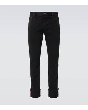 Gucci Graue Jeans Aus Denim Mit Web-Detail - Schwarz