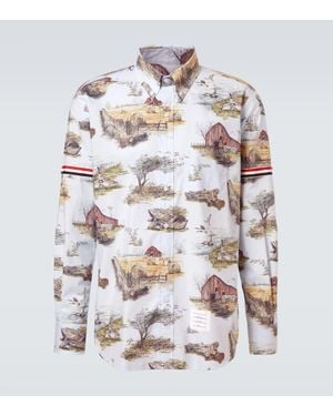Thom Browne Printed Cotton Shirt - White