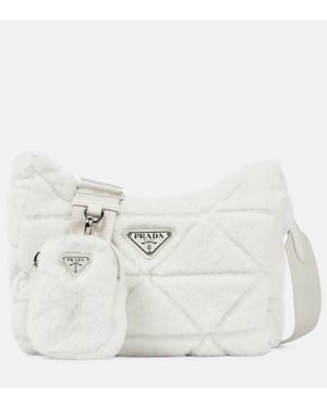 Prada Schultertasche Re-Edition 2000 Aus Shearling - Weiß