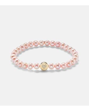 Sydney Evan Peace & Love 14Kt Bracelet With Pearls And Diamonds - Pink
