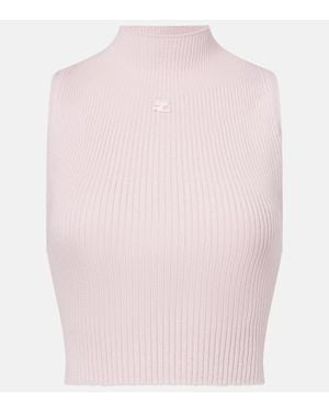 Courreges Top Aus Baumwolle Und Wolle - Pink
