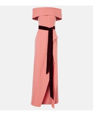 Oscar de la Renta Off-Shoulder Wool-Blend Gown - Pink