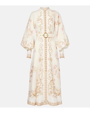 Zimmermann Hemdblusenkleid Hypnotic Aus Leinen - Natur