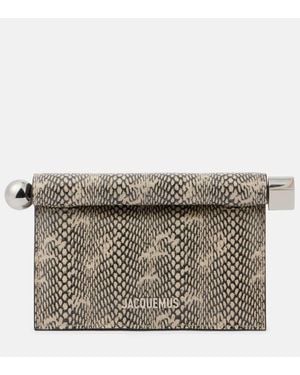 Jacquemus Clutch Rond Carre Aus Leder - Grau