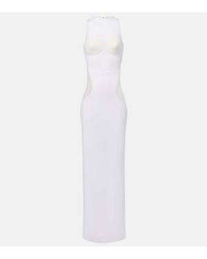 Jean Paul Gaultier Paneled Semi-Sheer Tulle Maxi Dress - White