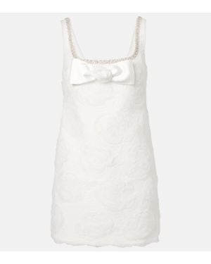 Self-Portrait Embellished Floral Tulle Minidress - White