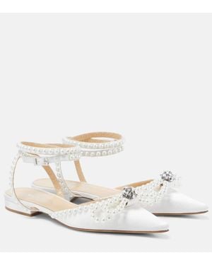 Mach & Mach Ballerines Double Bow En Satin - Blanc