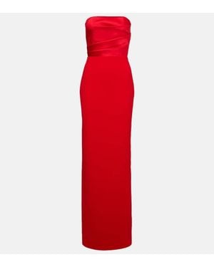 Solace London Afra Satin-Trimmed Gown - Red