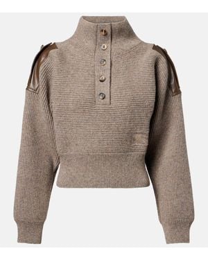 Burberry Jersey Cropped En Mezcla De Lana Con Piel - Verde