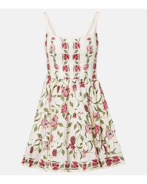 Agua Bendita Robe Granadilla En Lin A Fleurs - Blanc