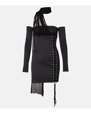 Blumarine Vestido Corto Scuba De Hombros Descubiertos - Negro