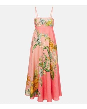 ALÉMAIS Anika Floral Linen Maxi Dress - Red