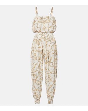 Balmain Jumpsuit Con Stampa Chain - Neutro
