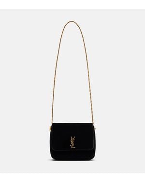 Saint Laurent Schultertasche Kate Aus Veloursleder - Weiß