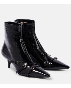 Miu Miu Patent Leather Ankle Boots - Black