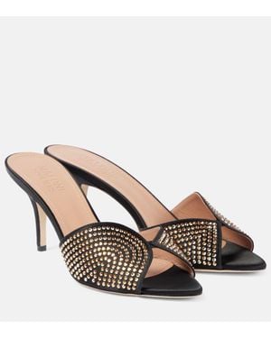 Malone Souliers Grazia 70 Embellished Satin Mules - Brown