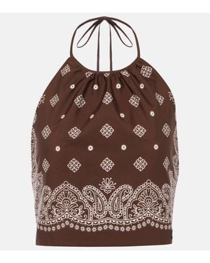 Miu Miu Paisley-Print Crop Top - Brown