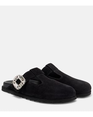 Roger Vivier Slidy Viv' Suede Mules - Black