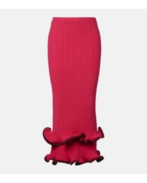 Jonathan Simkhai Millie Ruffled Midi Skirt - Red