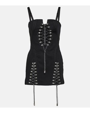 Dion Lee Lace-Up Cotton Twill Minidress - Black