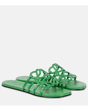 Loewe Paula's Ibiza Petal Anagram Pantoletten Aus Leder - Grün