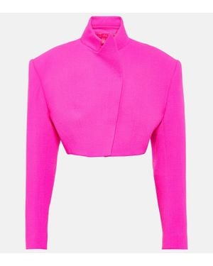 Alexandre Vauthier Chaqueta Cropped De Crepe De Lana - Rosa