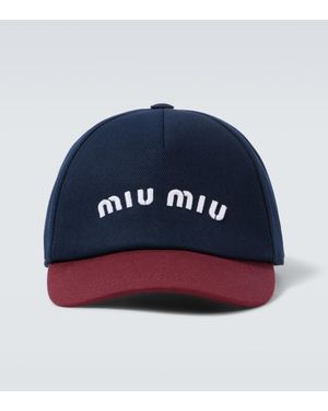 Miu Miu Baseballcap Aus Baumwoll-Drill - Blau