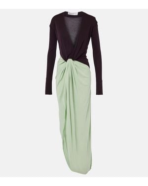 Victoria Beckham Knot-Detail Jersey Gown - Green