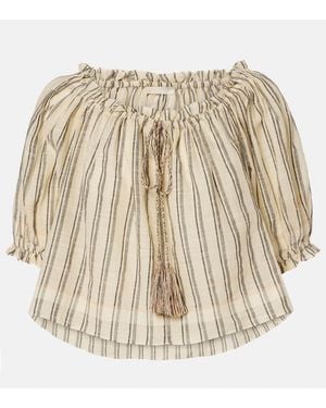 Ulla Johnson Top Paros De Algodon A Rayas - Neutro