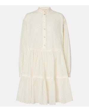 Valentino Daisy Sangallo Cotton Shirt Dress - White