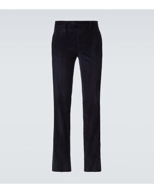 Rubinacci Cotton Corduroy Straight Trousers - Blue