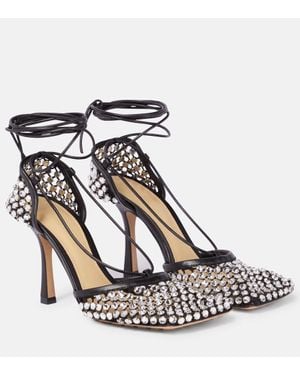 Bottega Veneta Sparkle Stretch Embellished Mesh Pumps - Metallic