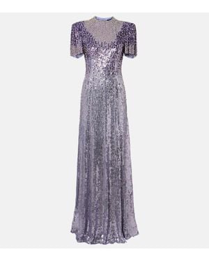Jenny Packham Robe Longue Jourdain A Ornements - Violet