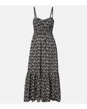 Ulla Johnson Vestido Midi Nadine En Mezcla De Algodon - Negro