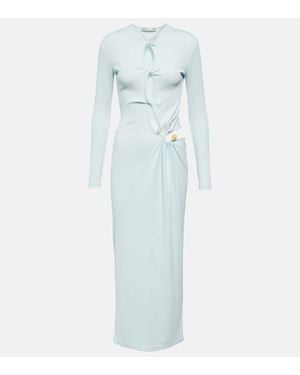 Christopher Esber Gathered Cutout Jersey Midi Dress - Blue