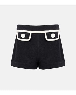 Adriana Degreas High-Rise Cotton-Blend Terry Shorts - Black
