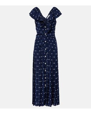 Alessandra Rich Midikleid Aus Seide - Blau