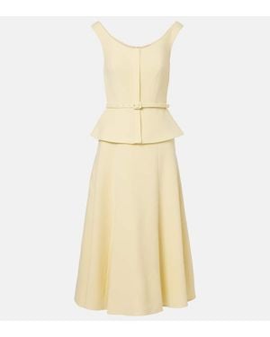 Roland Mouret Peplum Wool Crepe Midi Dress - Yellow
