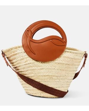 Christian Louboutin Bolso Cesta Biloumoon De Paja Y Piel - Marrón
