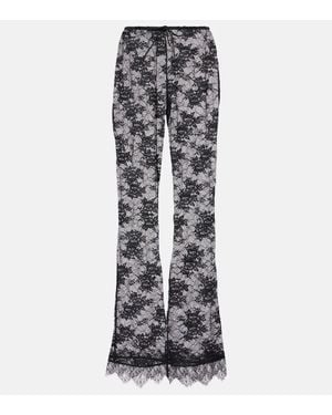 Oséree Lace Wide-Leg Trousers - Grey