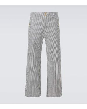 Junya Watanabe X Carhartt Striped Cotton Straight Trousers - Grey