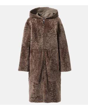 JOSEPH Reversible Shearling And Leather Hooded Coat - Brown