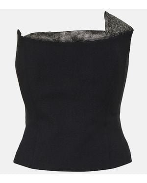 Roland Mouret Embellished Wool And Silk Top - Black