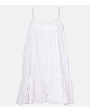 Juliet Dunn Besticktes Minikleid Aus Baumwollpopeline - Weiß
