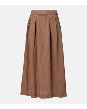 Velvet Linda Linen Maxi Skirt - Brown