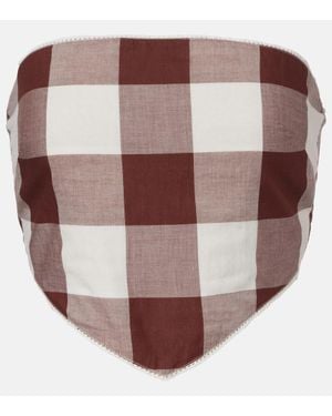 Posse Callie Gingham Cotton Crop Top - Brown