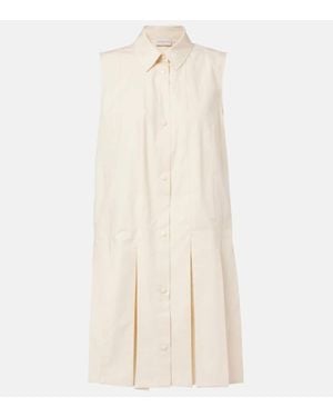 Moncler Cotton Poplin And Silk Shirt Dress - Natural