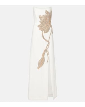 Costarellos Robe Bustier Fara En Crepe A Ornements - Blanc