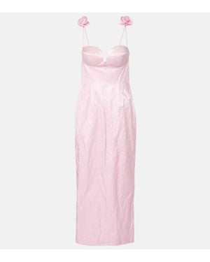Magda Butrym Floral-Applique Cotton-Blend Bustier Dress - Pink